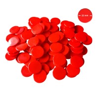 Set 100 jetoane pentru jocuri, diametru 22 mm, culoare rosie