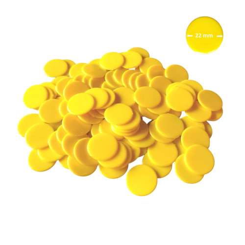 Set 100 jetoane pentru jocuri, diametru 22 mm, culoare galbena