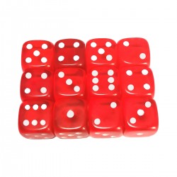 Set 12 zaruri de 12 mm, rosii, de calitate, plastic translucid