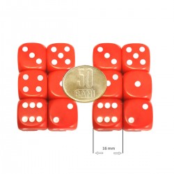 Set 12 zaruri de 16 mm, rosii, de calitate, plastic opac